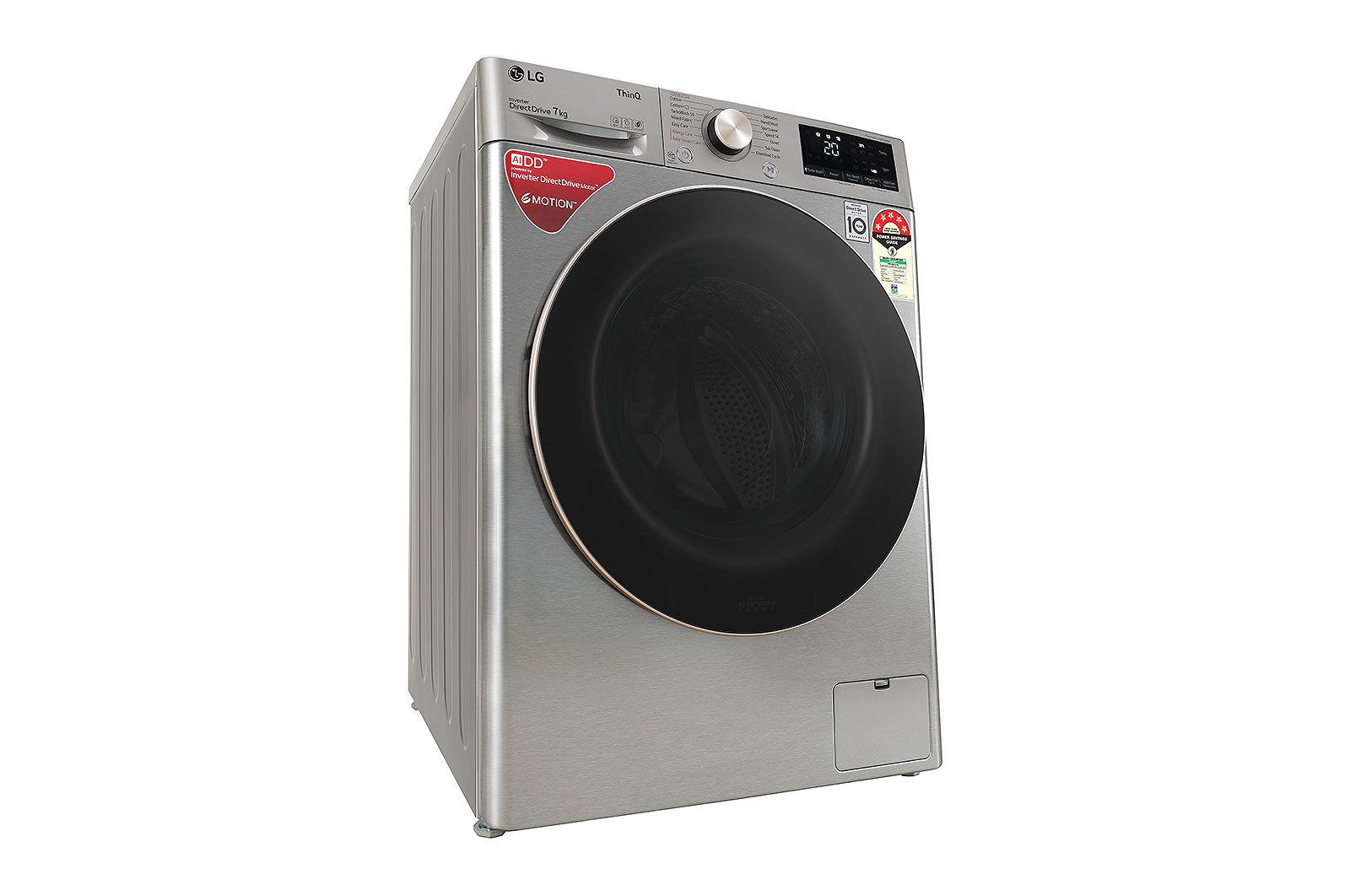 LG 7Kg Front Load Washing Machine, AI Direct Drive™, Platinum Silver, FHV1207ZWP