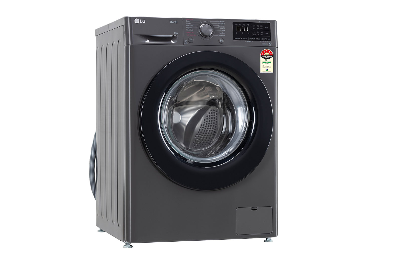 LG 8Kg Front Load Washing Machine, AI Direct Drive™ , Steam, Middle Black, FHV1408Z2M