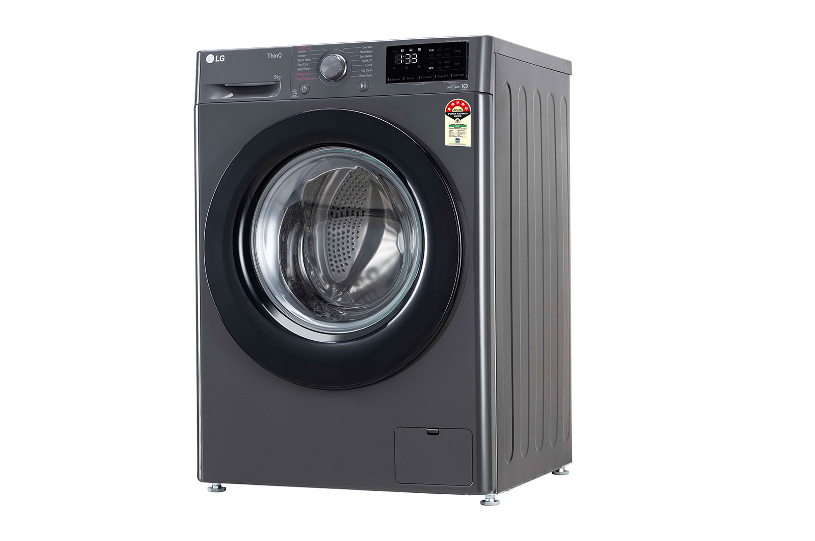 LG 9Kg Front Load Washing Machine, AI Direct Drive™, Steam™, Middle Black, 5 Star, FHV1409Z2M