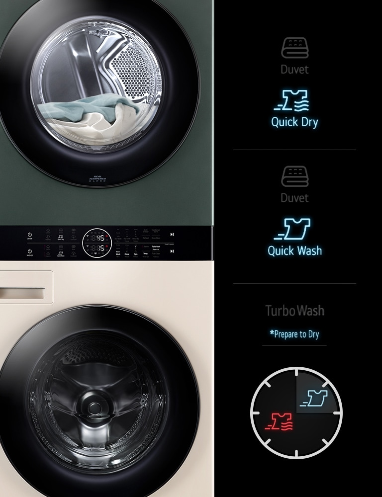 LG FWT1310BG The animation shows the process that it can be washed and dried within an hour.