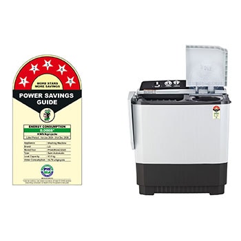 LG 10Kg Semi Automatic Washing Machine, Roller Jet Pulsator, Dark Grey, 5 Star, P1040RGAZ