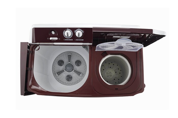 LG 10.5Kg Semi Automatic Washing Machine, Roller Jet Pulsator + Soak, Burgundy, 5 Star, P105ASRAZ