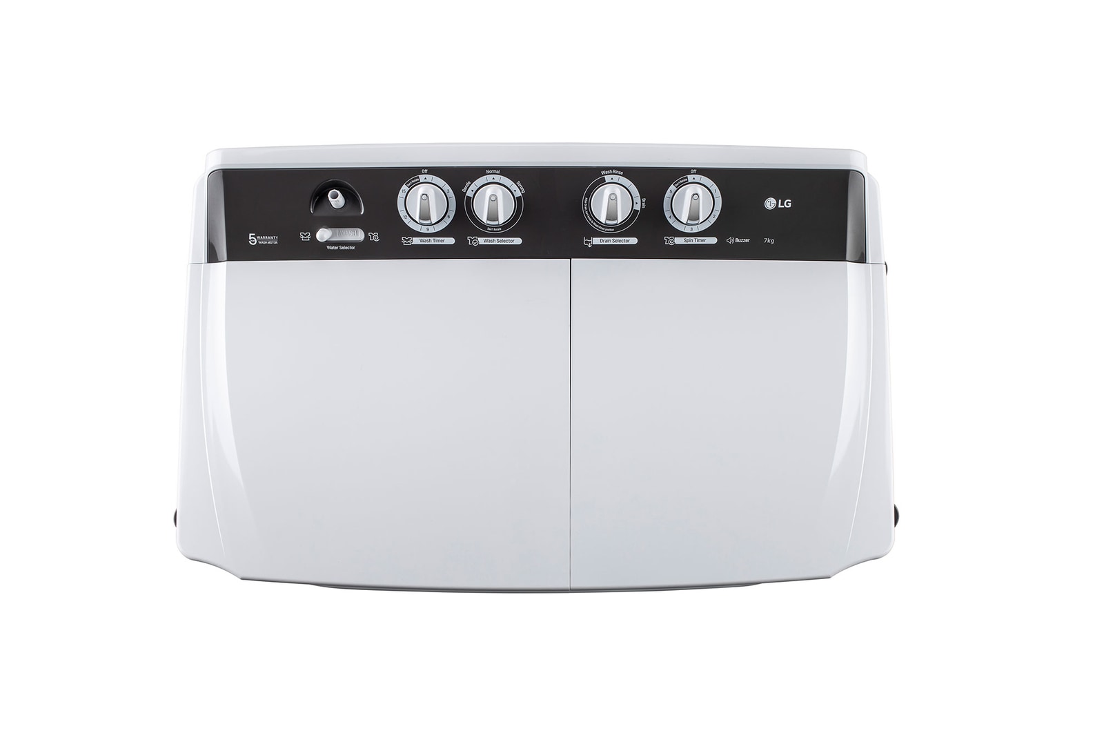 LG 7Kg Semi Automatic Washing Machine, Rat Away Technology, Dark Grey, 5 Star, P7010NGAZ, Front view