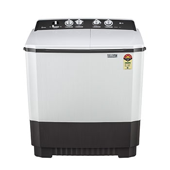 Front view of LG 7 kg Semi Automatic Washing Machine with Rat Away Technology, Wind Jet Dry, Dark Grey, 5 Star P7010NGAZ
