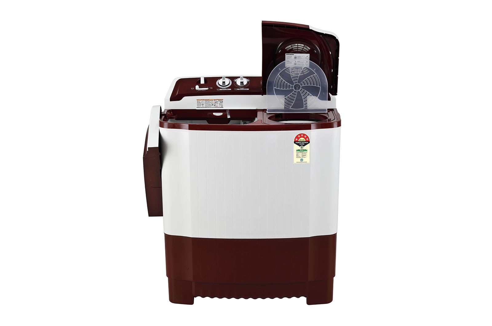 LG 7.5Kg Semi Automatic Washing Machine, Roller Jet Pulsator, Burgundy, 5 Star, P7510RRAZ