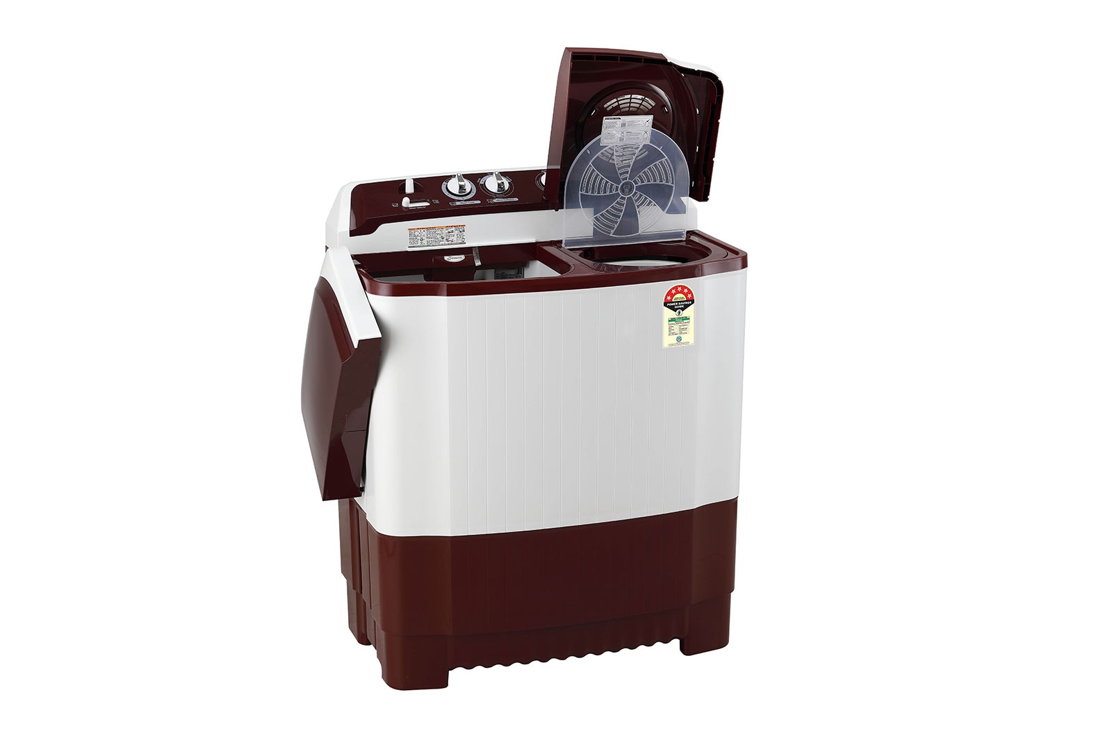 LG 7.5Kg Semi Automatic Washing Machine, Roller Jet Pulsator, Burgundy, 5 Star, P7510RRAZ