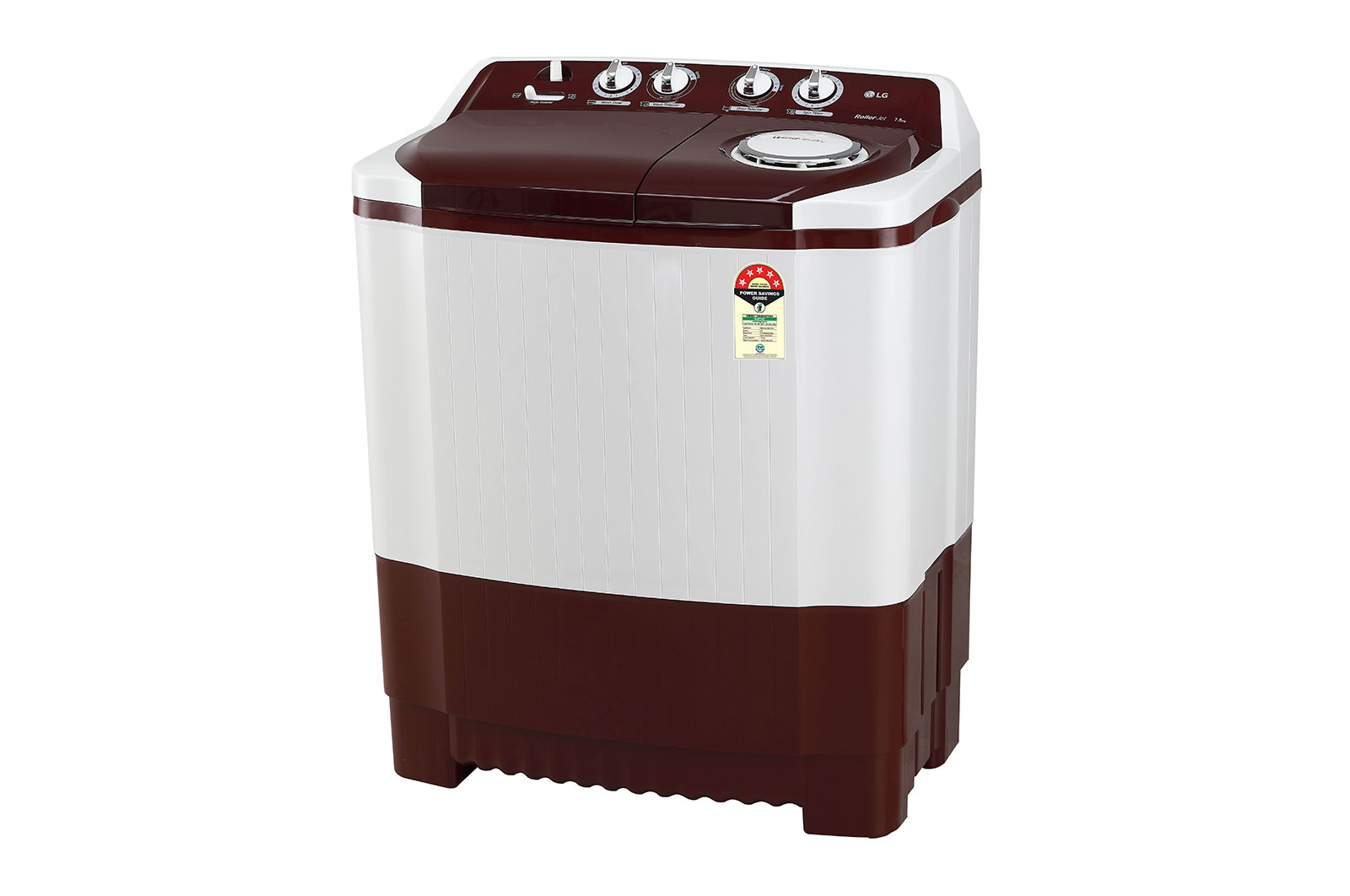 LG 7.5Kg Semi Automatic Top Load Washing Machine, Roller Jet Pulsator, Burgundy, P7510RRAZ