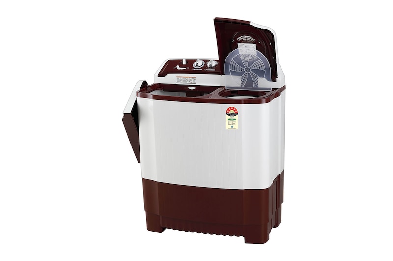 LG 7.5Kg Semi Automatic Washing Machine, Roller Jet Pulsator, Burgundy, 5 Star, P7510RRAZ