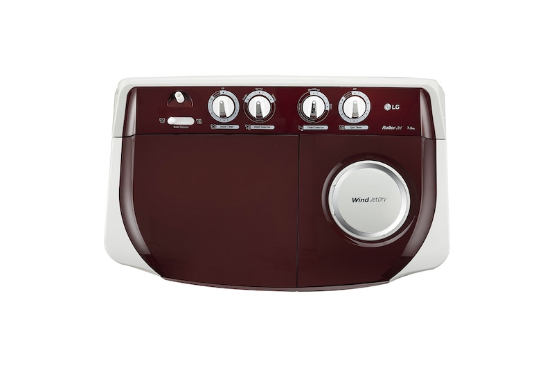 LG 7.5Kg Semi Automatic Washing Machine, Roller Jet Pulsator, Burgundy, 5 Star, P7510RRAZ