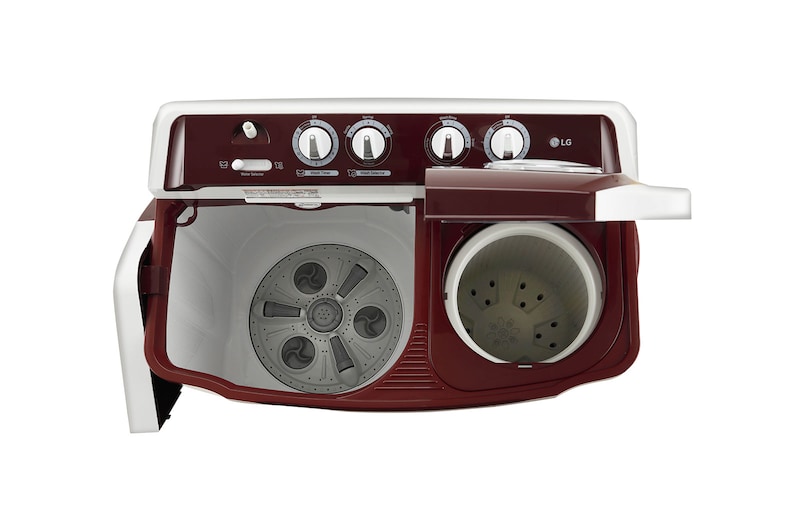 LG 7.5Kg Semi Automatic Washing Machine, Roller Jet Pulsator, Burgundy, 5 Star, P7510RRAZ