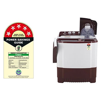 LG 8Kg Semi Automatic Washing Machine, Roller Jet Pulsator, Rat Away, Burgundy, 5 Star, P8030SRAZ