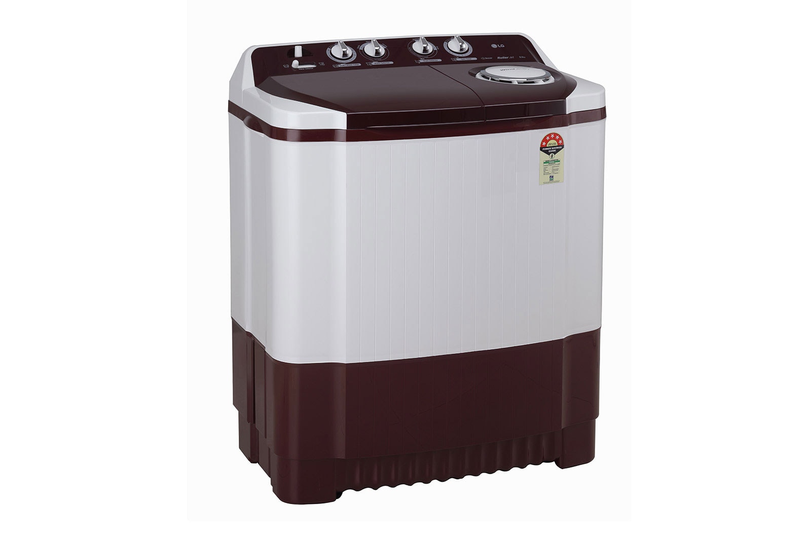 LG 8Kg Semi Automatic Top Load Washing Machine, Roller Jet Pulsator, Rat Away, Burgundy, P8030SRAZ