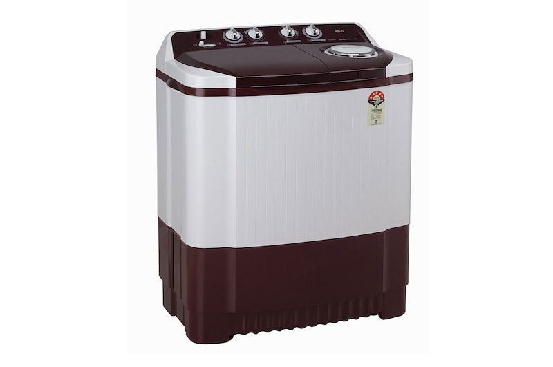 LG 8Kg Semi Automatic Washing Machine, Roller Jet Pulsator, Rat Away, Burgundy, 5 Star, P8030SRAZ
