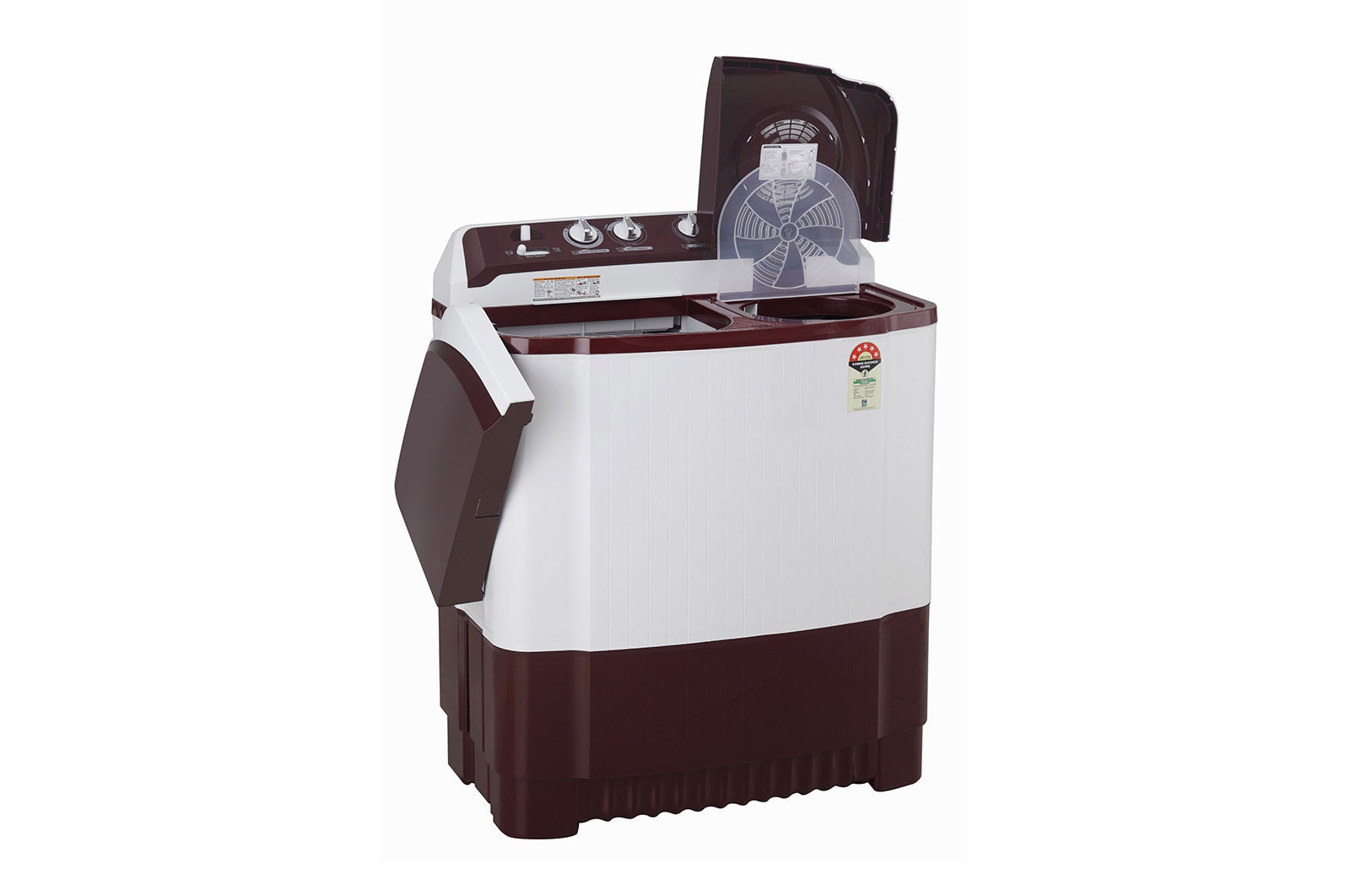 LG 8Kg Semi Automatic Washing Machine, Roller Jet Pulsator, Rat Away, Burgundy, 5 Star, P8030SRAZ
