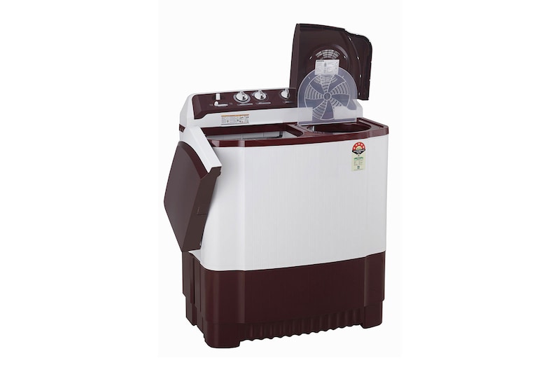 LG 8Kg Semi Automatic Washing Machine, Roller Jet Pulsator, Rat Away, Burgundy, 5 Star, P8030SRAZ