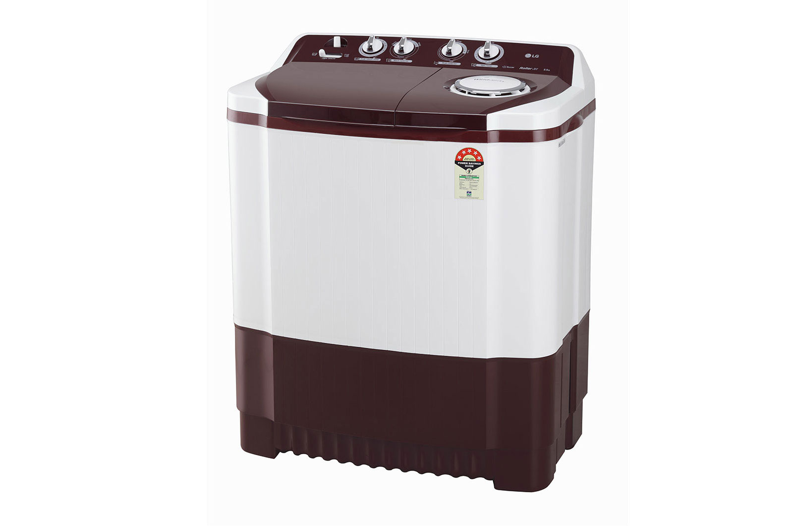 LG 8Kg Semi Automatic Top Load Washing Machine, Roller Jet Pulsator, Rat Away, Burgundy, P8030SRAZ