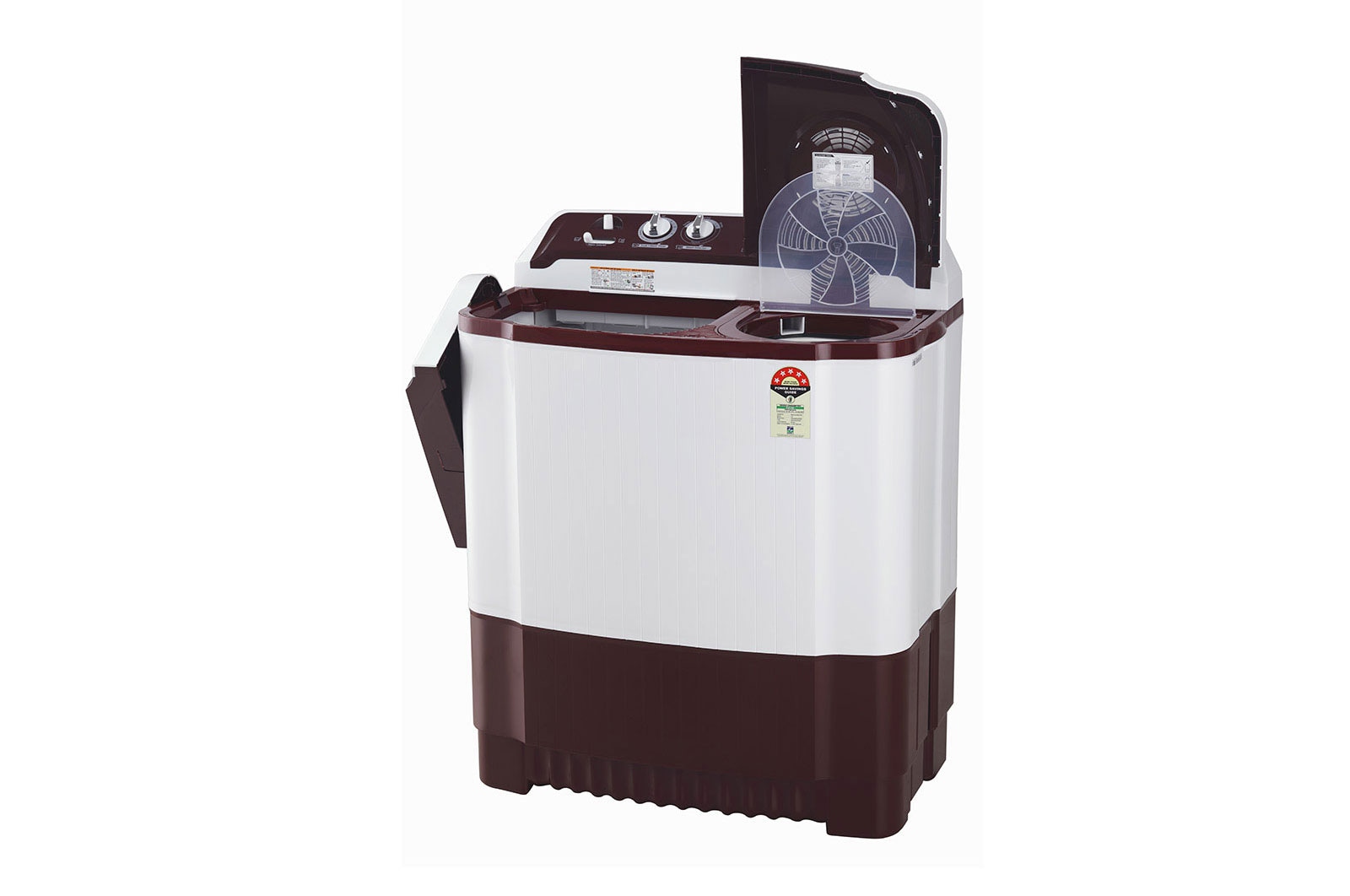 LG 8Kg Semi Automatic Washing Machine, Roller Jet Pulsator, Rat Away, Burgundy, 5 Star, P8030SRAZ