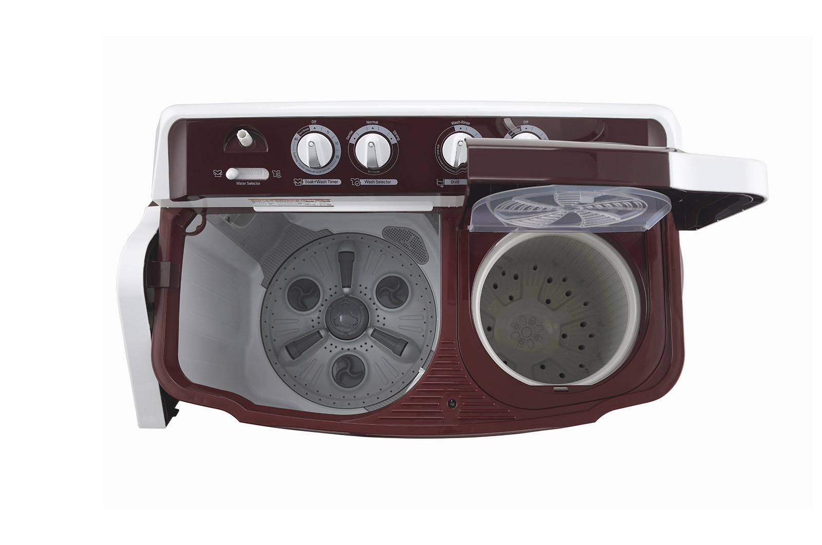 LG 8Kg Semi Automatic Washing Machine, Roller Jet Pulsator, Rat Away, Burgundy, 5 Star, P8030SRAZ