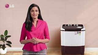LG 8Kg Semi Automatic Washing Machine, Roller Jet Pulsator + Soak, Burgundy, play video, P8035SRAZ, thumbnail 1