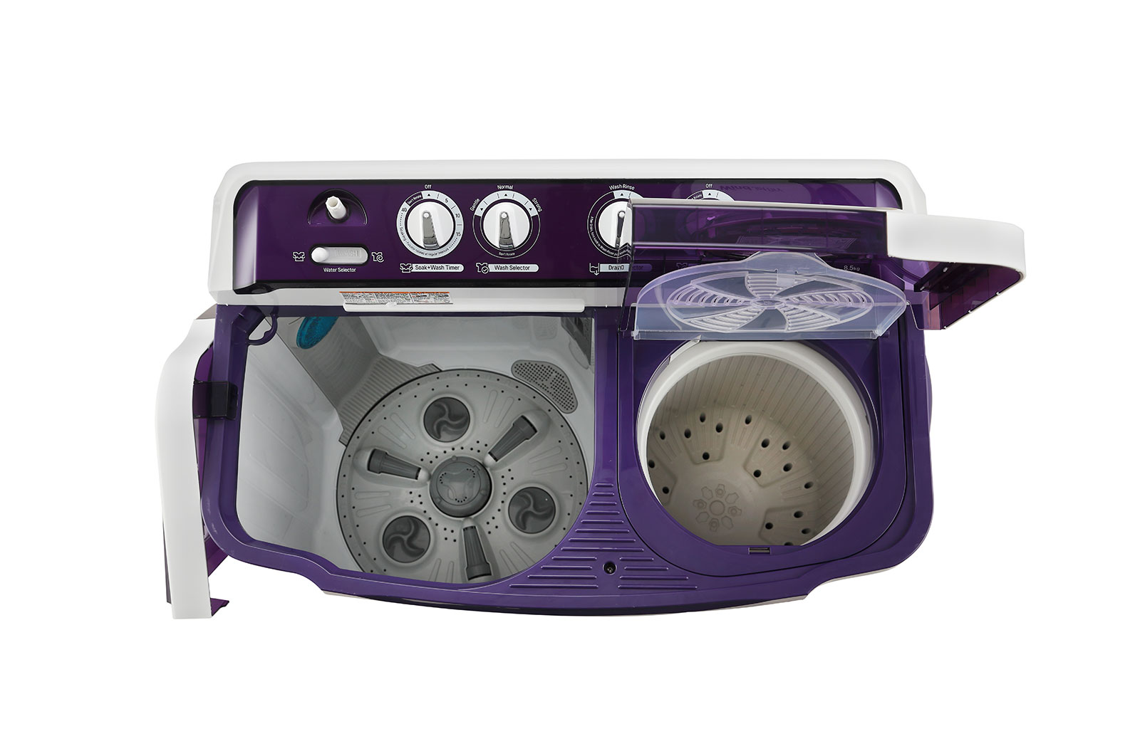 LG 8.5Kg Semi Automatic Top Load Washing Machine, Roller Jet Pulsator + Soak, Purple, P8535SPMZ