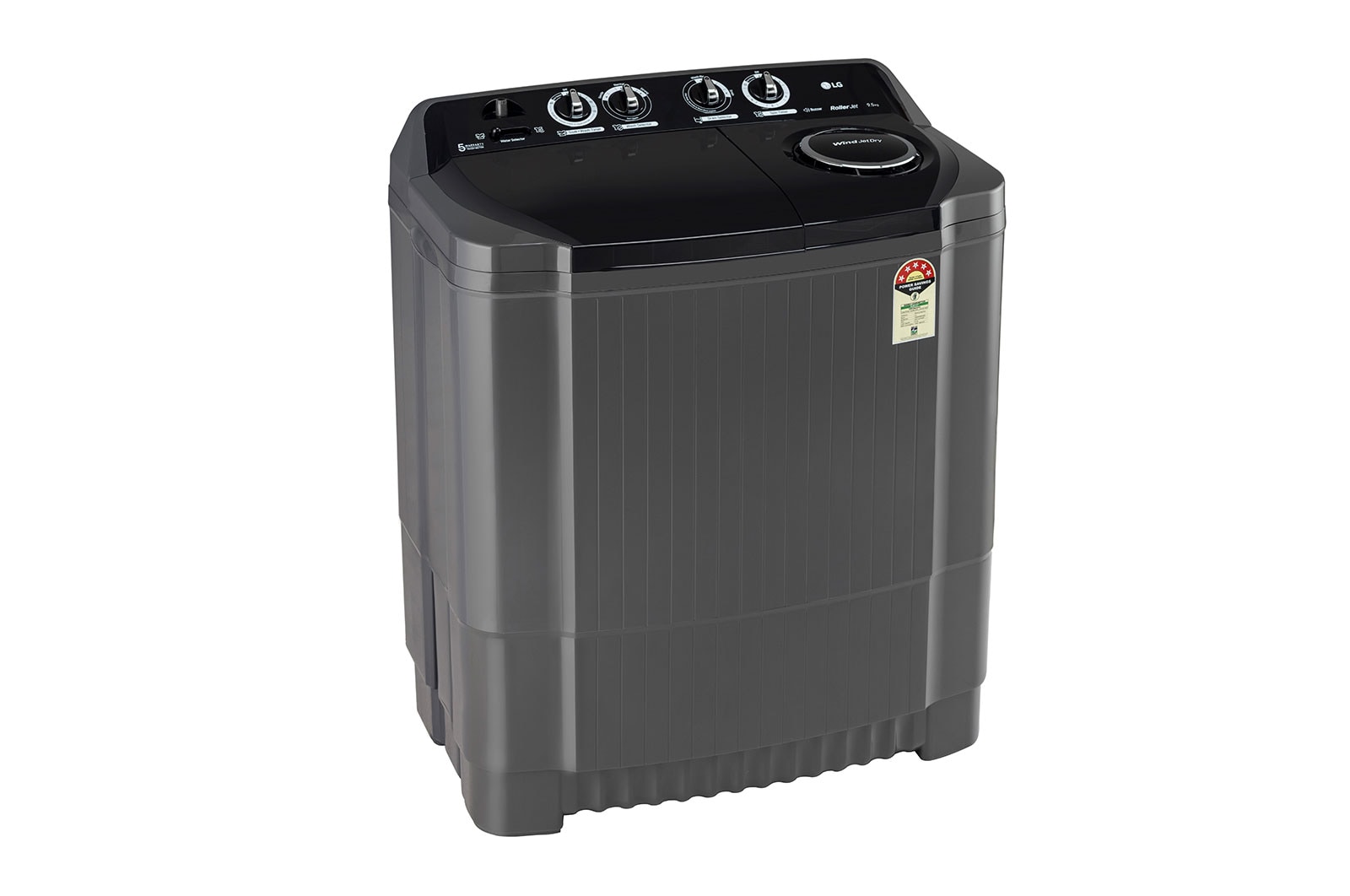 LG 9.5Kg, Semi Automatic Top Load Washing Machine, , Roller Jet Pulsator + Soak, Rat Away, Middle Black , P9555SKAZ