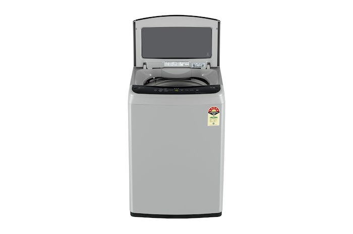 LG 7Kg Top Load Washing Machine, Smart Inverter Motor, Middle Free Silver, 5 Star, T70VBSF1Z, Door Open