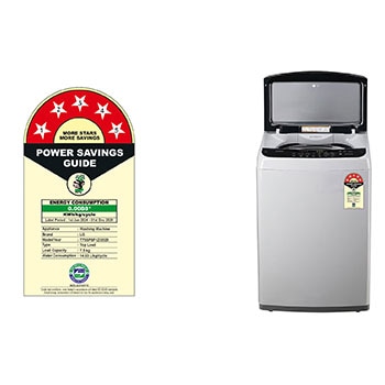 LG 7.5Kg Top Load Washing Machine, Smart Inverter Motor, Middle Free Silver , T75SPSF1Z
