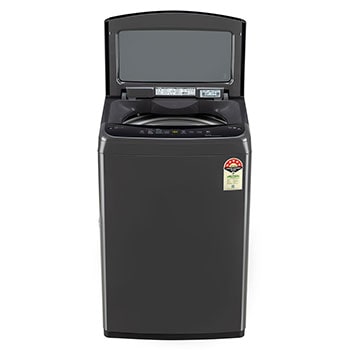LG 7.5Kg Top Load Washing Machine, Smart Inverter Motor, In-built Heater, Middle Black, 5 Star, T75VBMB1S, Door Open