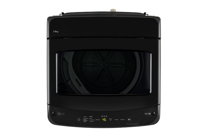 LG 7.5 Kg Top Load Washing Machine, Smart Inverter Motor, Middle Black,5 Star, T75VBMB1Z, Front View