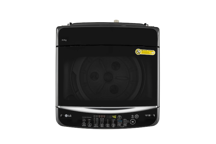 LG 8Kg Top Load Washing Machine, Smart Inverter Motor, Auto Tub Clean, Middle Black, 5 Star, T80AJMB1Z, Top view