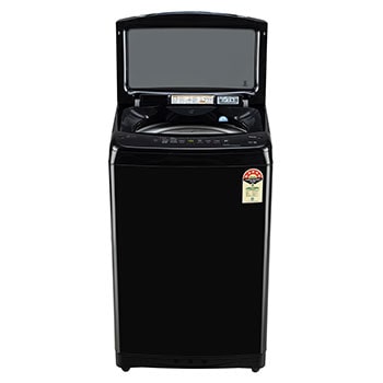 LG 8Kg Top Load Washing Machine, Smart Inverter Motor, In-built Heater, Middle Black, 5 Star, T80V4OB1S, Door Open