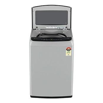 LG 8Kg Top Load Washing Machine, Smart Inverter Motor, Middle Free Silver, 5 Star, T80VBSF1Z, Door Open