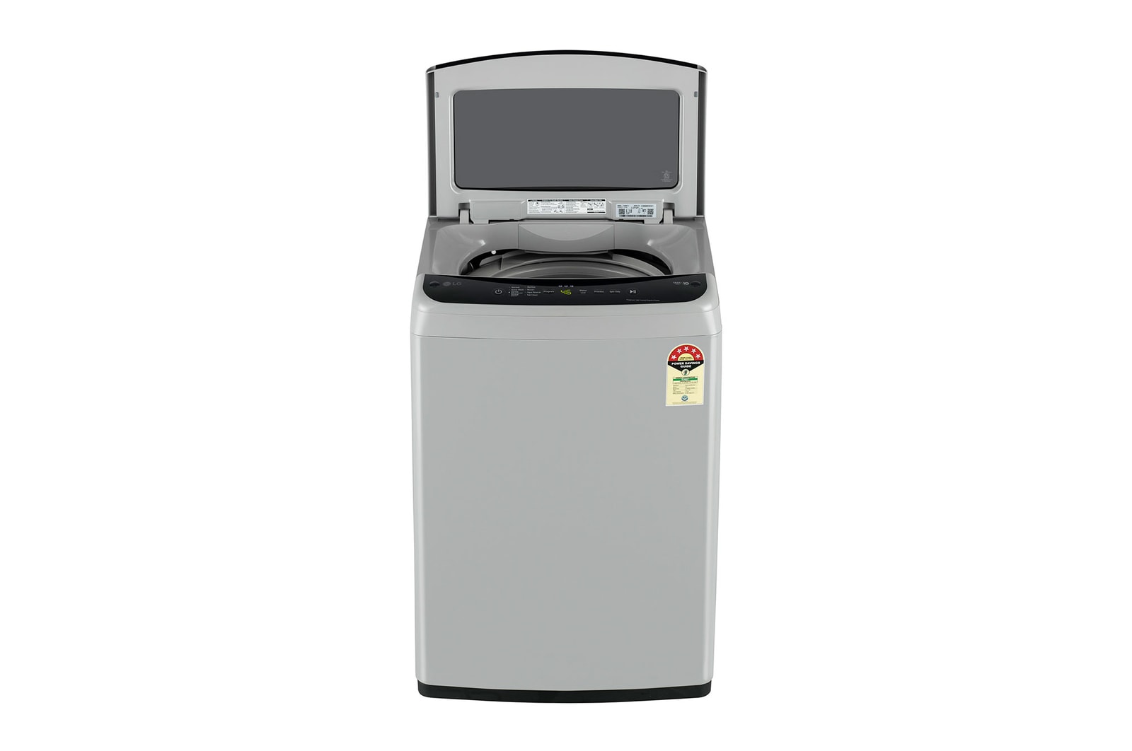 LG 8Kg Top Load Washing Machine, Smart Inverter Motor, Middle Free Silver, 5 Star, T80VBSF1Z, Door Open