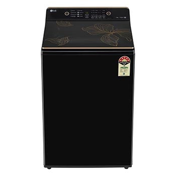 Front view of LG 9Kg Top Load Washing Machine, Hard Water Wash, Onyx Black, 5 Star T90KMOB1Z