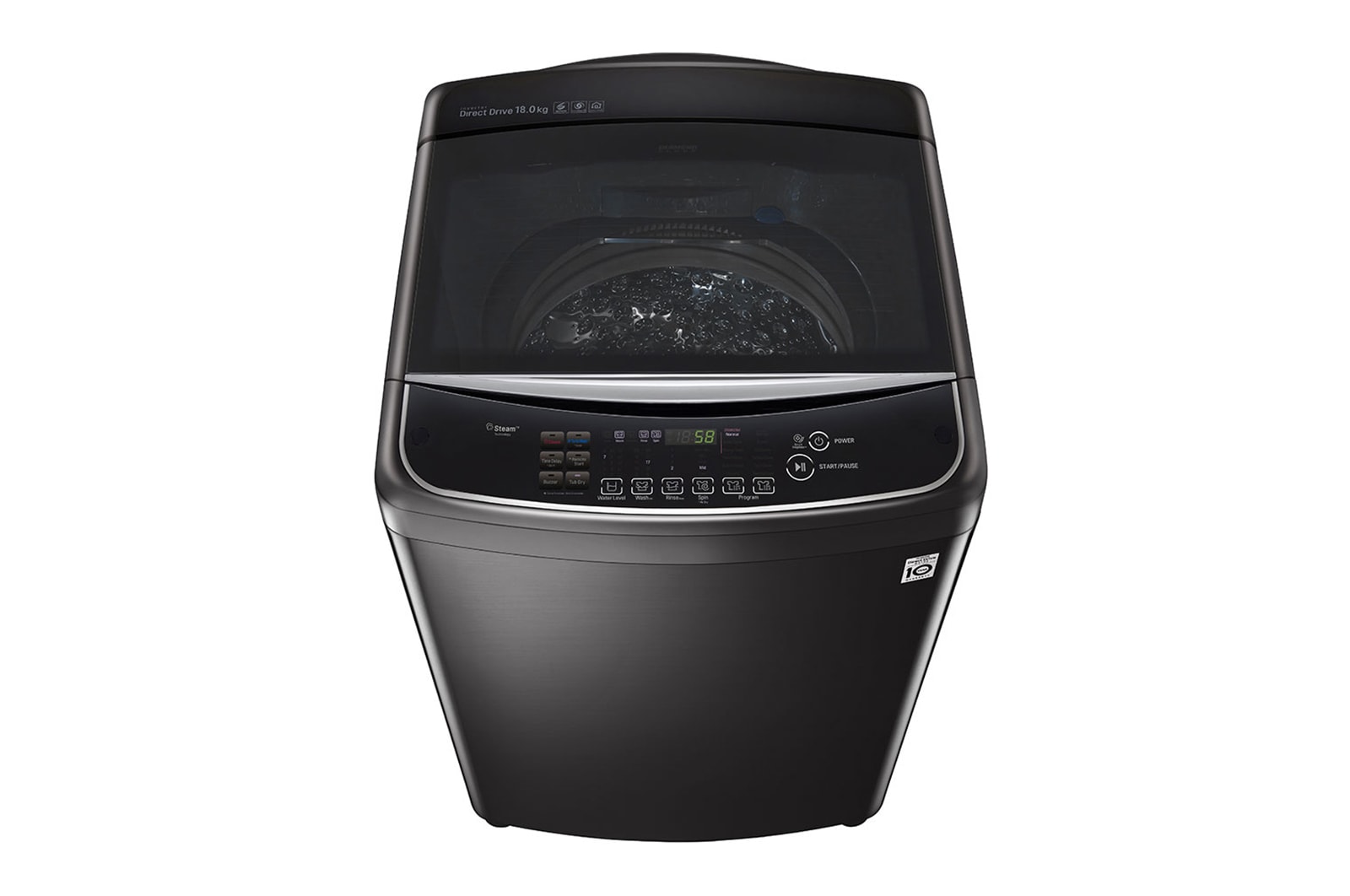 LG 18Kg Top Load Washing Machine, In-built Heater, Black, THD18STB