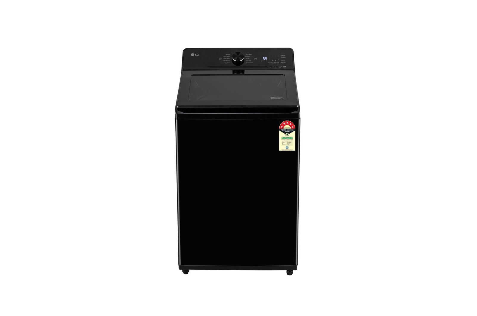 Front view of LG 11Kg Top Load Washing Machine, AI Direct Drive™, 6 Motion DD, Onyx Black, 5 Star. TX311NWO