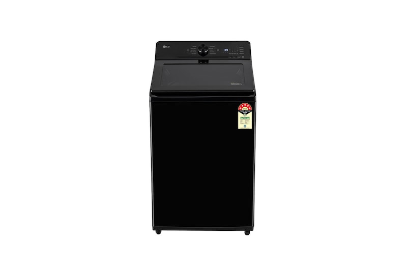 Front view of LG 11Kg Top Load Washing Machine, AI Direct Drive™, 6 Motion DD, Onyx Black, 5 Star. TX311NWO