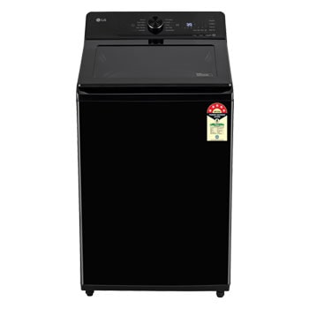 Front view of LG 11Kg Top Load Washing Machine, AI Direct Drive™, 6 Motion DD, Onyx Black, 5 Star. TX311NWO