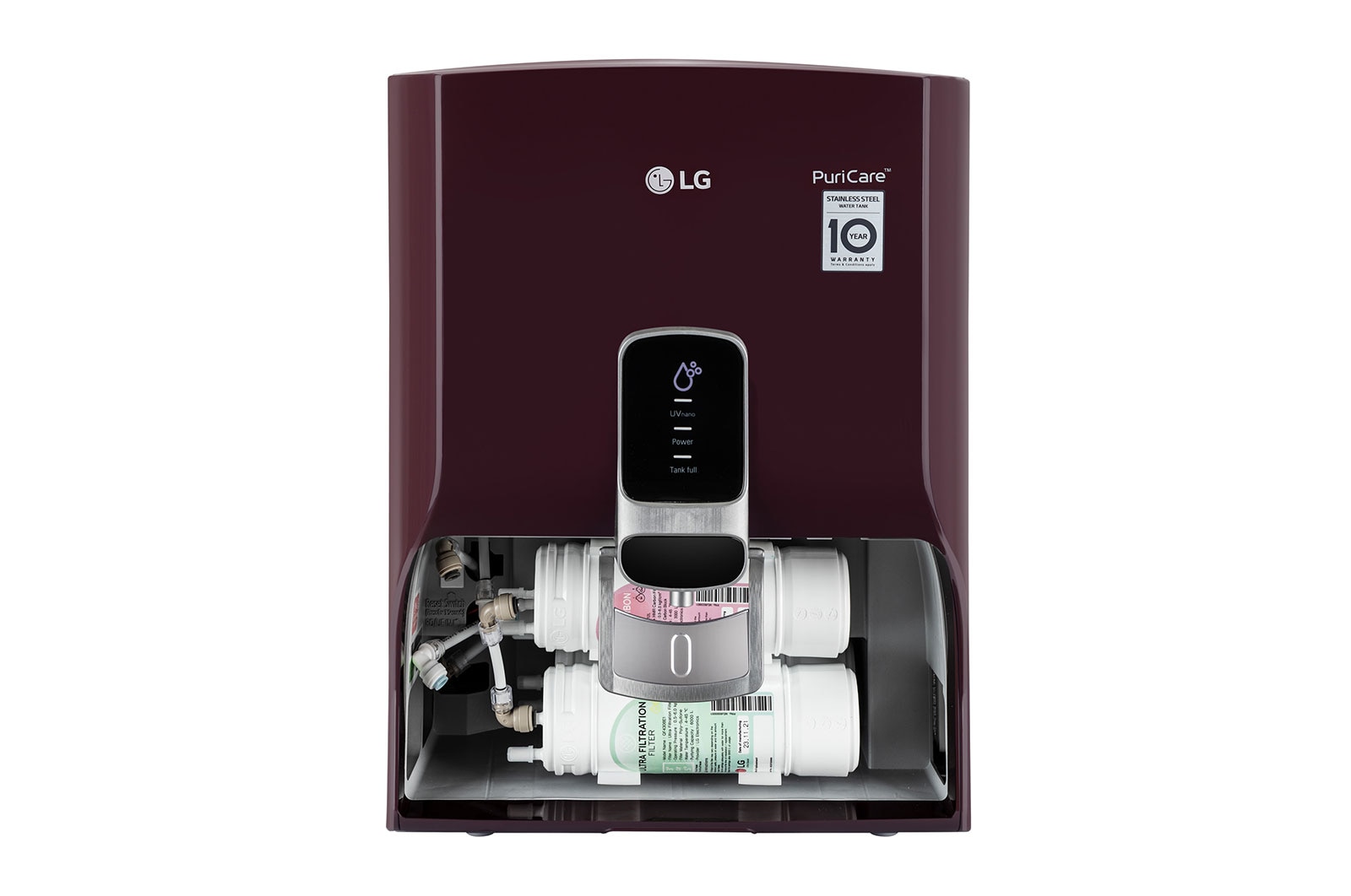 LG 8L UF+UV+HMR Water Purifier with Steel Tank, Crimson Red, WW120NNC