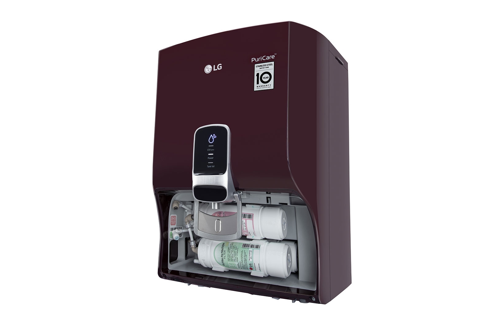 LG 8L UF+UV+HMR Water Purifier with Steel Tank, Crimson Red, WW120NNC