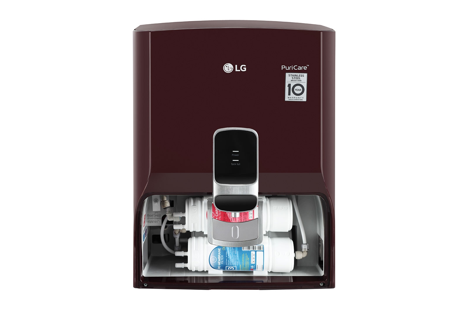 LG 8L RO+Mineral Booster Water Purifier with Stainless Steel Tank, Crimson Red, WW142NPC