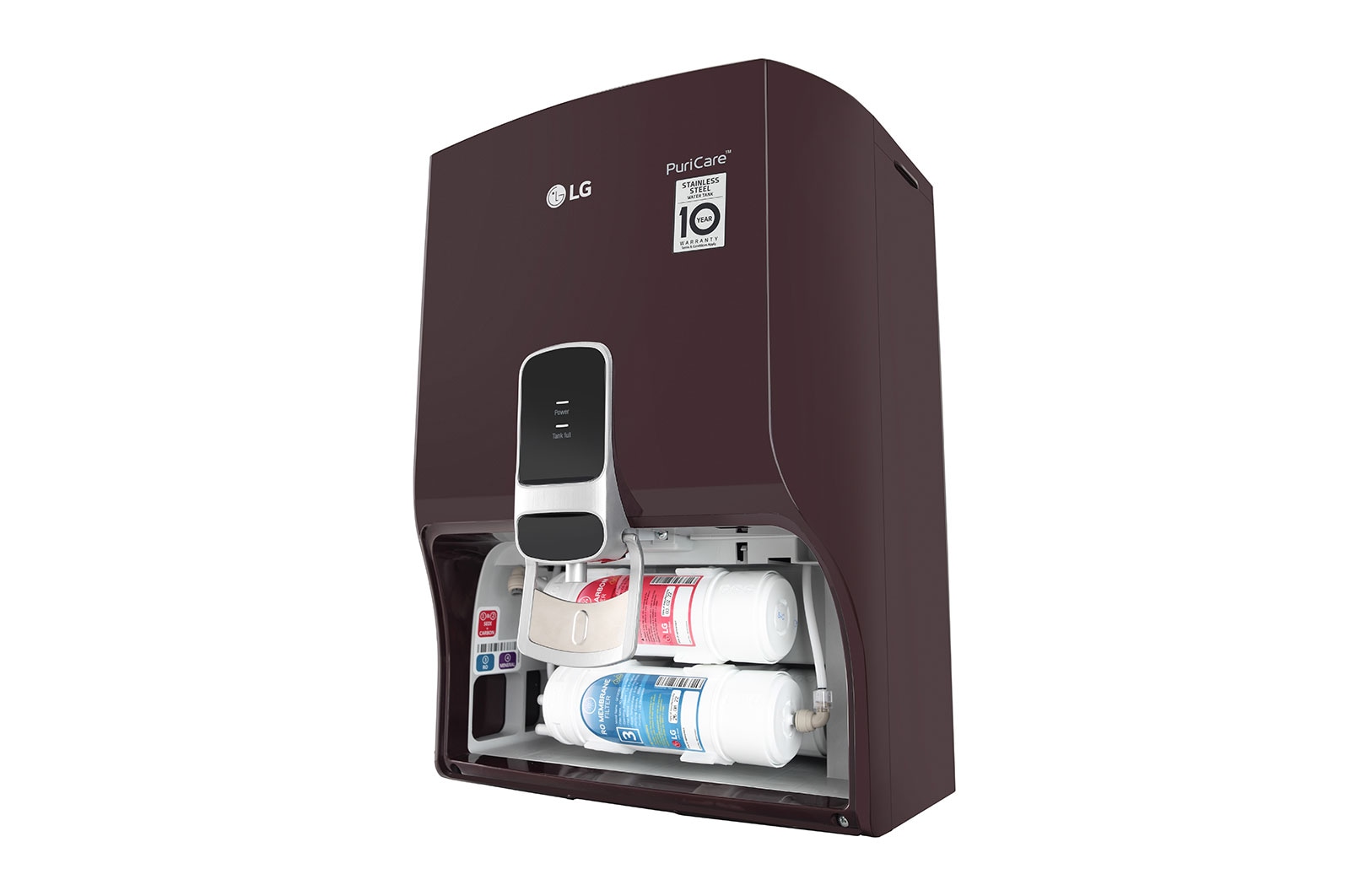 LG 8L RO+Mineral Booster Water Purifier with Stainless Steel Tank, Crimson Red, WW142NPC