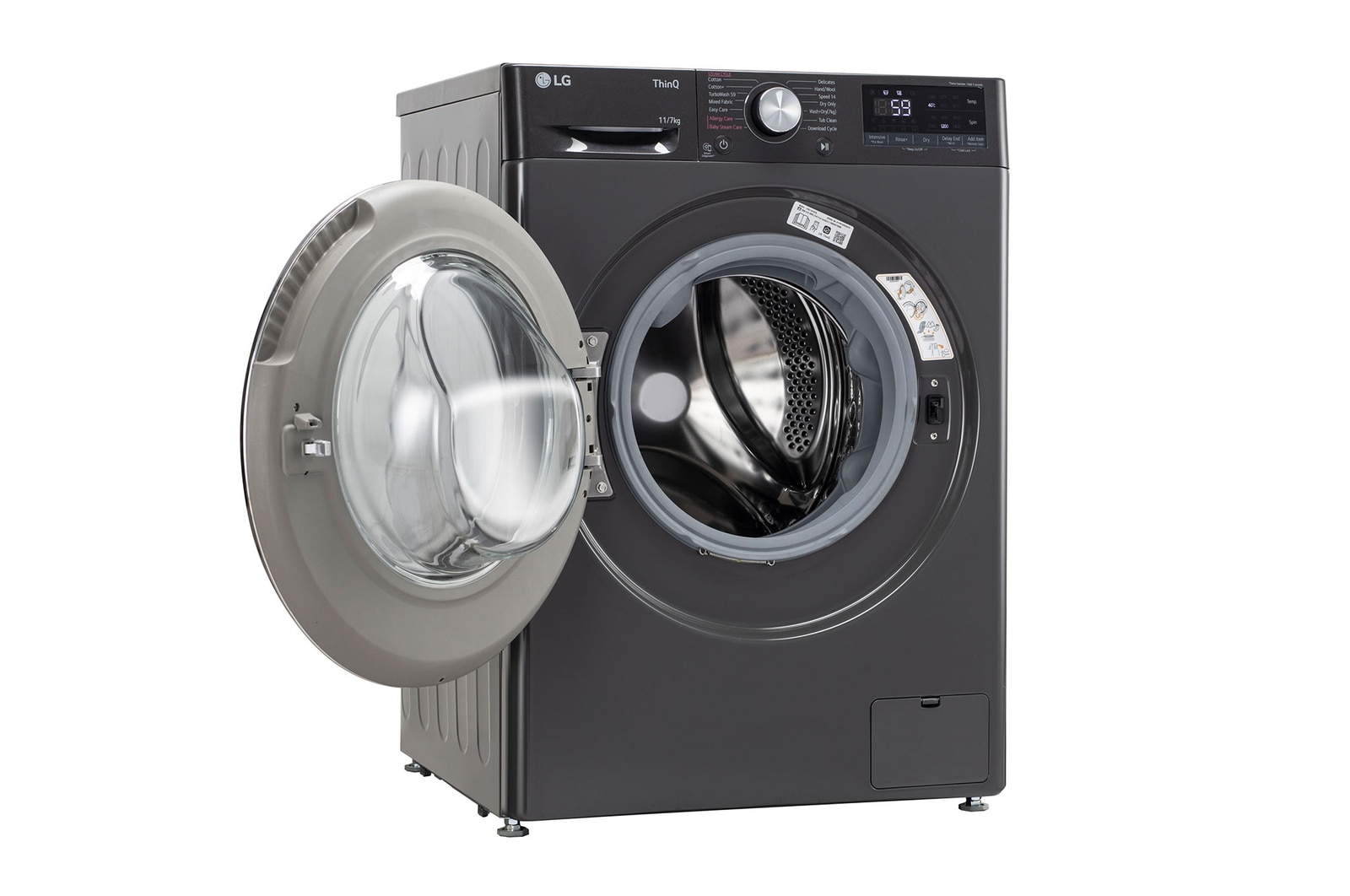 LG 11/7Kg Front Load Washer Dryer, AI Direct Drive™, Middle Black, FHD1107SWM