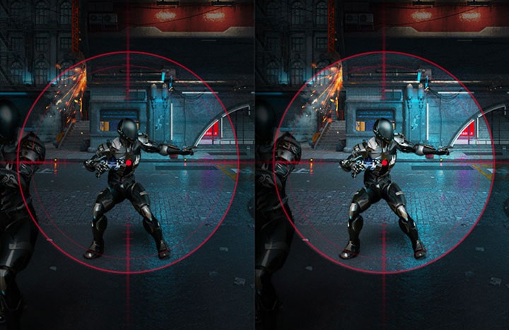 It shows two comparison images to show that the image applied Black Stabilizer shows much more things in the dark place.