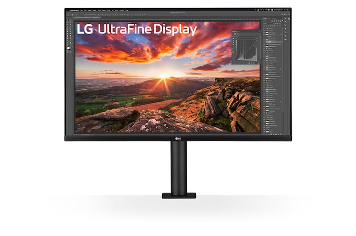 front view with the monitor arm on the center