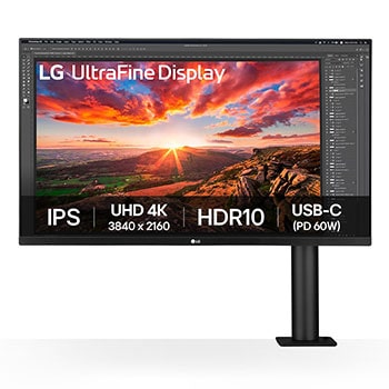 Front view of LG 80 cm (31.5) UHD 4K Ergo IPS Monitor with USB-C 32UN880K-B