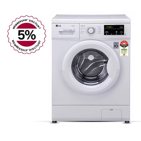 

LG 8Kg Front Load Washing Machine, Inverter Direct Drive, White - FHM1408BDW