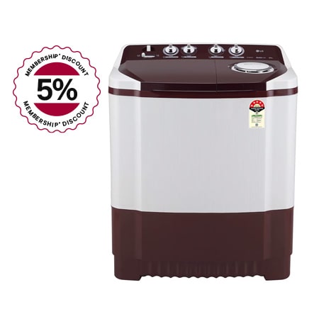 

LG 8.5Kg Semi Automatic Top Load Washing Machine, Roller Jet Pulsator + Soak, Burgundy - P8530SRAZ