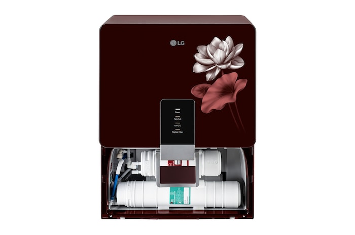 LG 8L RO+UV+Mineral Booster Water Purifier with Steel Tank, Crimson Red, WW156RTTC, Front View