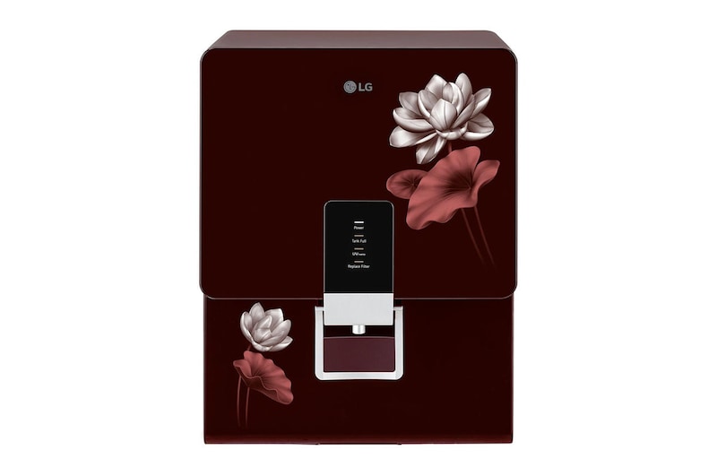 Front view of LG 8L RO+UV+Mineral Booster Water Purifier with Steel Tank, Crimson Red WW156RTTC